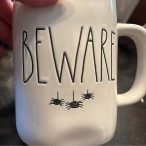 Rae Dunn White 'Beware' Mug